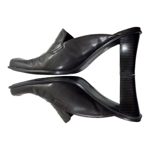 Andrew Geller Mules Magic Women's 8.5M Tessa Black Croco Embossed Stacked Heel - Picture 4 of 9